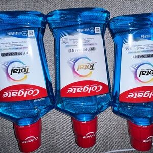 3 blue Colgate total mouthwash
